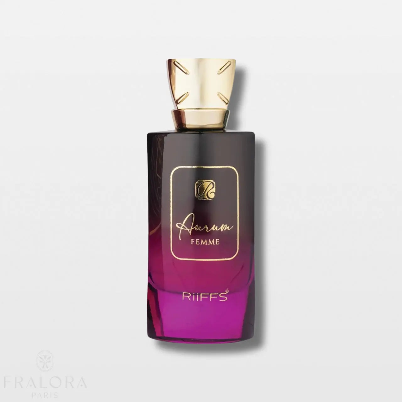 בושם Aurum Femme מבית Riiffs לנשים 100 מ"ל, Extrait De Parfum, מבט חזיתי על בקבוק היוקרה המבטיח ניחוח עשיר ויוקרתי.